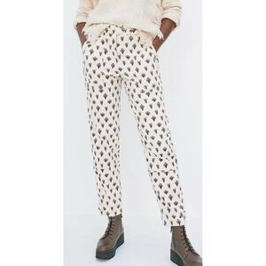 Anthropologie Corduroy Pants Size 12 Fleurette All Over Ankle Button Boho Floral